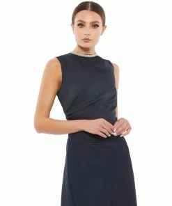 Ieena For Mac Duggal Satin Cocktail Dress W/ Rhinestone Accents Shop For