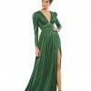 Ieena For Mac Duggal Shop For Satin Puff Shoulder Rhinestone Encrusted Gown
