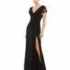 Mac Duggal Shop For Embellished Sleeve Jersey Wrap Gown