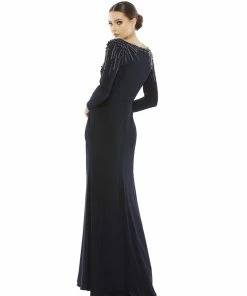 Mac Duggal Shop For Faux Wrap Jersey Gown W/ Embellished Accents