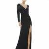 Mac Duggal Shop For Faux Wrap Jersey Gown W/ Embellished Accents
