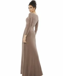 Mac Duggal Shop For Faux Wrap Jersey Gown W/ Embellished Accents