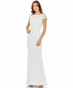 Mac Duggal Beaded Cap Sleeve Bateau Column Dress Shop For 9 Mac Duggal Beaded Cap Sleeve Bateau Column Dress Shop For