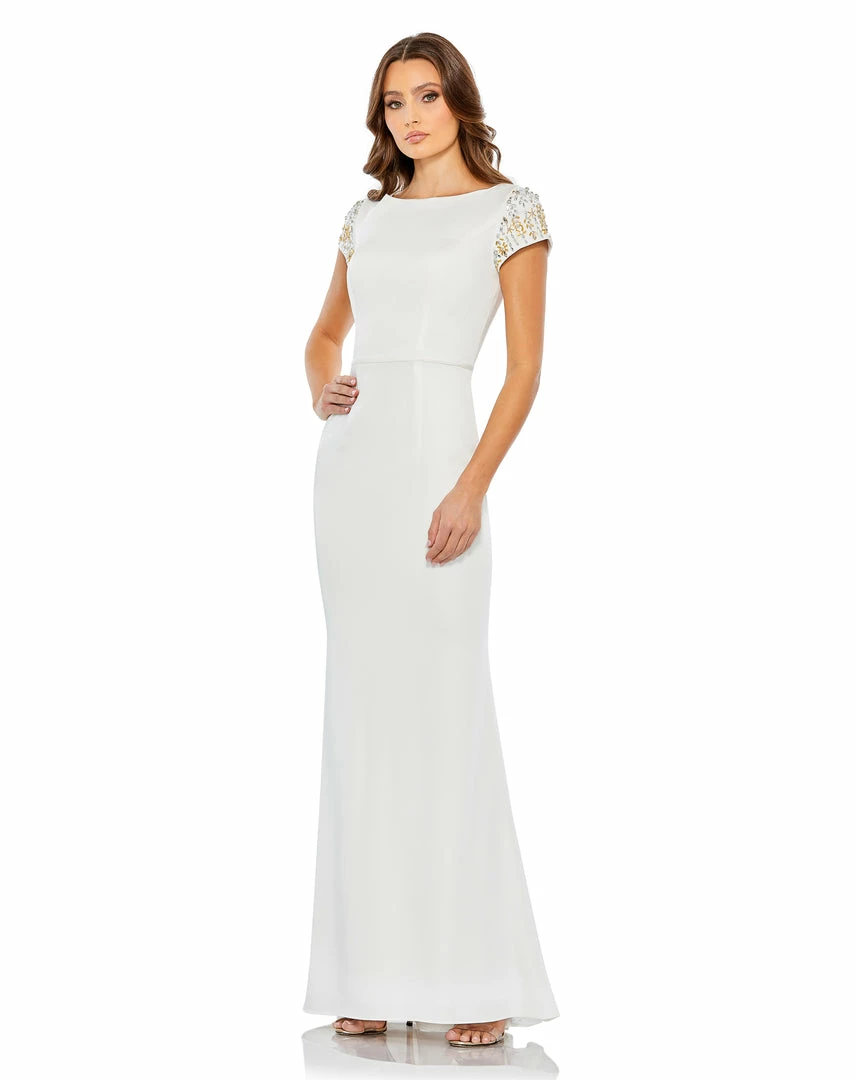 Mac Duggal Beaded Cap Sleeve Bateau Column Dress Shop For 4 Mac Duggal Beaded Cap Sleeve Bateau Column Dress Shop For