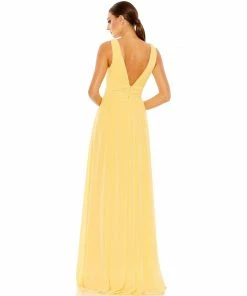 Ieena For Mac Duggal Shop For Chiffon Sleeveless Wrap Over A Line Gown