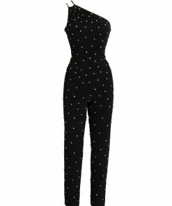MAC Jumpsuits & Rompers All Over Rhinestone One Shoulder Jumpsuit | Sample | Sz. 2