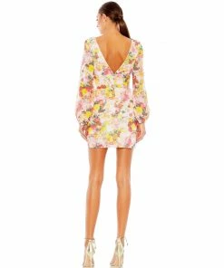 Ieena For Mac Duggal Sequined Floral Long Sleeve Mini Dress Shop For