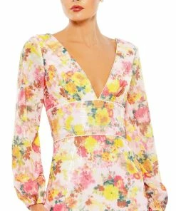 Ieena For Mac Duggal Sequined Floral Long Sleeve Mini Dress Shop For