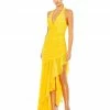 Ieena For Mac Duggal Shop For Asymmetrical Ruffle Hem Halter Strap Gown