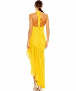 Ieena For Mac Duggal Shop For Asymmetrical Ruffle Hem Halter Strap Gown