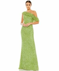 Mac Duggal Shop For Sequined Drop Shoulder Trumpet Gown