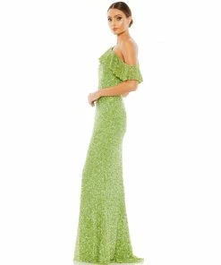 Mac Duggal Shop For Sequined Drop Shoulder Trumpet Gown