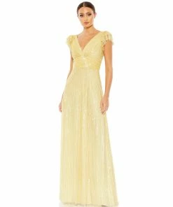 Mac Duggal Embellished Flutter Cap Sleeve A Line Gown Shop For