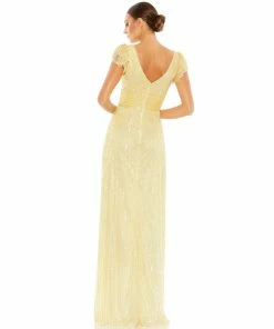 Mac Duggal Embellished Flutter Cap Sleeve A Line Gown Shop For
