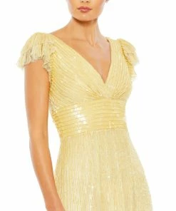 Mac Duggal Embellished Flutter Cap Sleeve A Line Gown Shop For