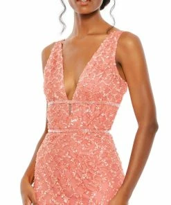 Mac Duggal Sequined Plunge Neck Sleeveless Column Gown Shop For