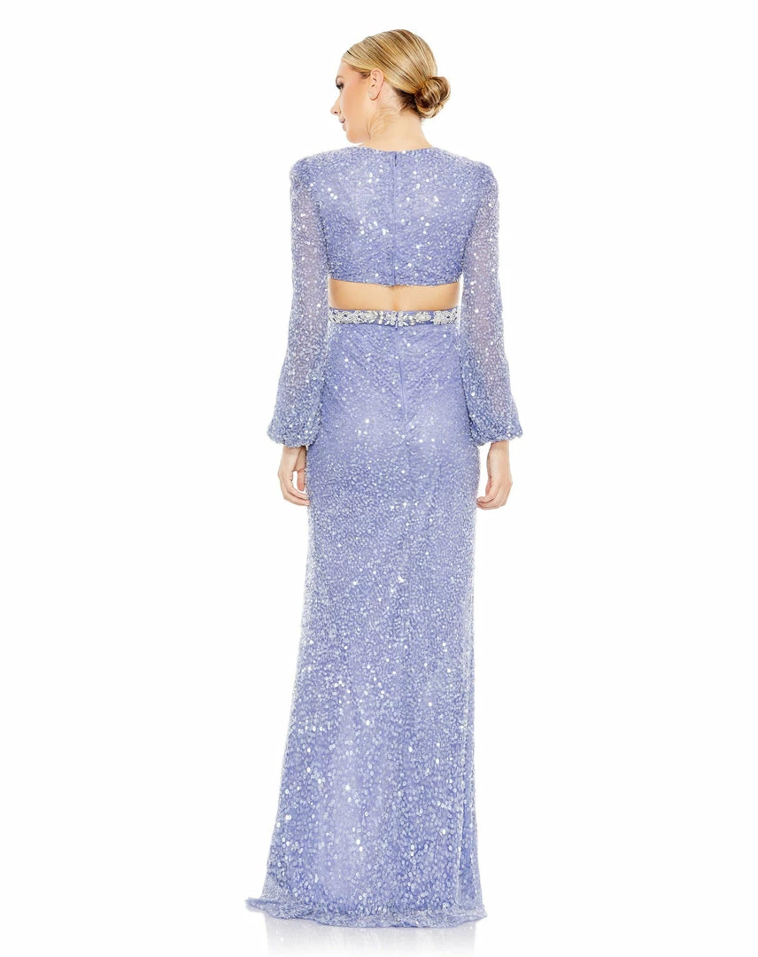 Mac Duggal Sequined Faux Wrap Cut Out Puff Sleeve Gown Shop For 2 Mac Duggal Sequined Faux Wrap Cut Out Puff Sleeve Gown Shop For