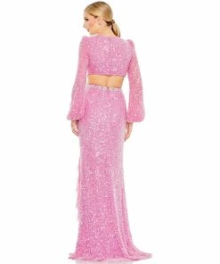 Mac Duggal Sequined Faux Wrap Cut Out Puff Sleeve Gown Shop For 13 Mac Duggal Sequined Faux Wrap Cut Out Puff Sleeve Gown Shop For
