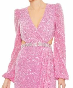 Mac Duggal Sequined Faux Wrap Cut Out Puff Sleeve Gown Shop For 14 Mac Duggal Sequined Faux Wrap Cut Out Puff Sleeve Gown Shop For