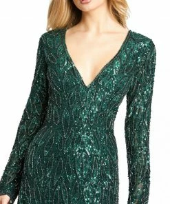 Mac Duggal Long Sleeve Beaded V-Neck Gown 5 Mac Duggal Long Sleeve Beaded V-Neck Gown