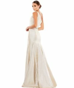Mac Duggal One Shoulder Metallic Ruffled Evening Gown Shop For