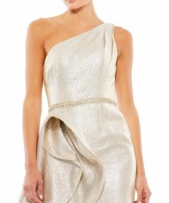 Mac Duggal One Shoulder Metallic Ruffled Evening Gown Shop For