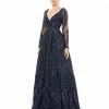 Mac Duggal Midnight Long Sleeve Embellished Evening Gown Shop For