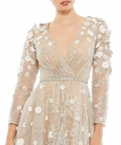 Mac Duggal Floral Embellished Lace A-Line Cocktail Dress Shop For