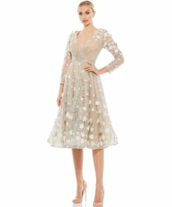 Mac Duggal Floral Embellished Lace A-Line Cocktail Dress Shop For