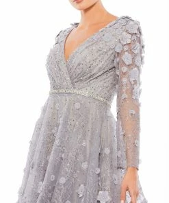 Mac Duggal Floral Embellished Lace A-Line Cocktail Dress Shop For