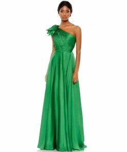 Mac Duggal Pleated One Shoulder Chiffon Gown Bridesmaid Dresses