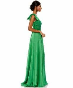 Mac Duggal Pleated One Shoulder Chiffon Gown Bridesmaid Dresses