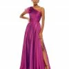 Mac Duggal Pleated One Shoulder Chiffon Gown Bridesmaid Dresses