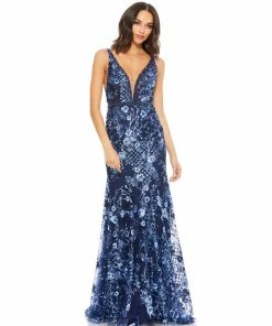 Mac Duggal Shop For Floral Embellished Sleeveless Plunge Neck Gown