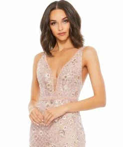 Mac Duggal Shop For Floral Embellished Sleeveless Plunge Neck Gown