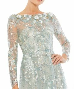 Mac Duggal Floral Embroidered Illusion Long Sleeve Gown 8 Mac Duggal Floral Embroidered Illusion Long Sleeve Gown