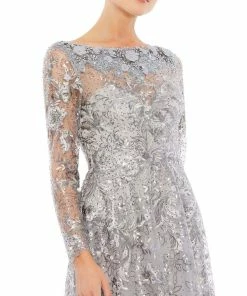 Mac Duggal Floral Embroidered Illusion Long Sleeve Gown 11 Mac Duggal Floral Embroidered Illusion Long Sleeve Gown