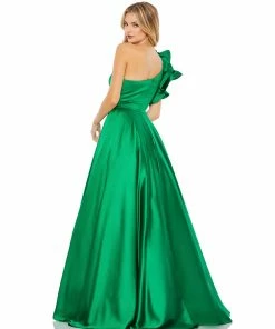 Mac Duggal Satin Ruffle Sleeve Ball Gown Shop For