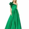 Mac Duggal Satin Ruffle Sleeve Ball Gown Shop For