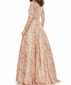 Mac Duggal Long Sleeve Sequined Ballgown Mother Of The Bride + Groom Dresses