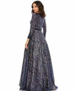 Mac Duggal Long Sleeve Sequined Ballgown Mother Of The Bride + Groom Dresses