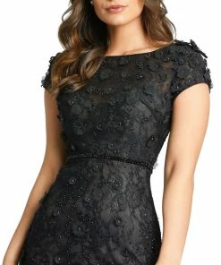 Mac Duggal Shop For Floral Applique Boat Neck Short Sleeve Gown