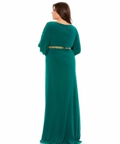 Mac Duggal Split Sleeve Surplice Gown (Plus) Shop For