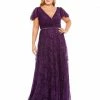 Mac Duggal Mother Of The Bride + Groom Dresses Embellished Flutter Sleeve Evening Gown (Plus)