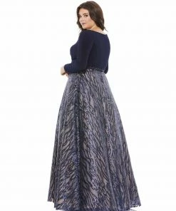 Mac Duggal Mother Of The Bride + Groom Dresses Midnight Sequined A-Line Gown (Plus)