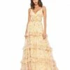 Mac Duggal Tiered Floral Chiffon Gown