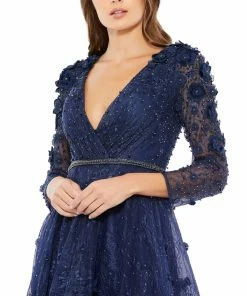 Mac Duggal Floral Appliqué Fit And Flare Dress