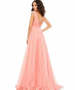 Mac Duggal Shop For Chiffon Beaded Cap Sleeve A Line Gown