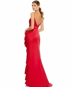 Ieena For Mac Duggal Satin Ruffled Asymmetrical Gown Shop For