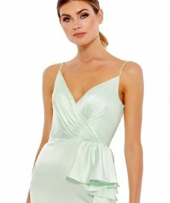 Ieena For Mac Duggal Satin Ruffled Asymmetrical Gown Shop For